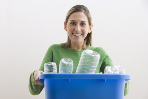 Clean and organized construction site with lockable skip